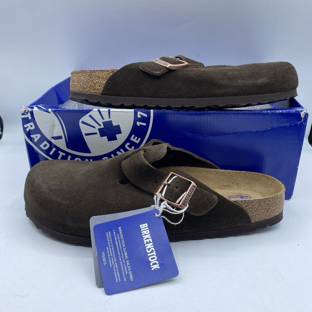 Birkenstock Boston Sandals Women EU 41 US 10 Moca Brown Suede Boho Casual NWB